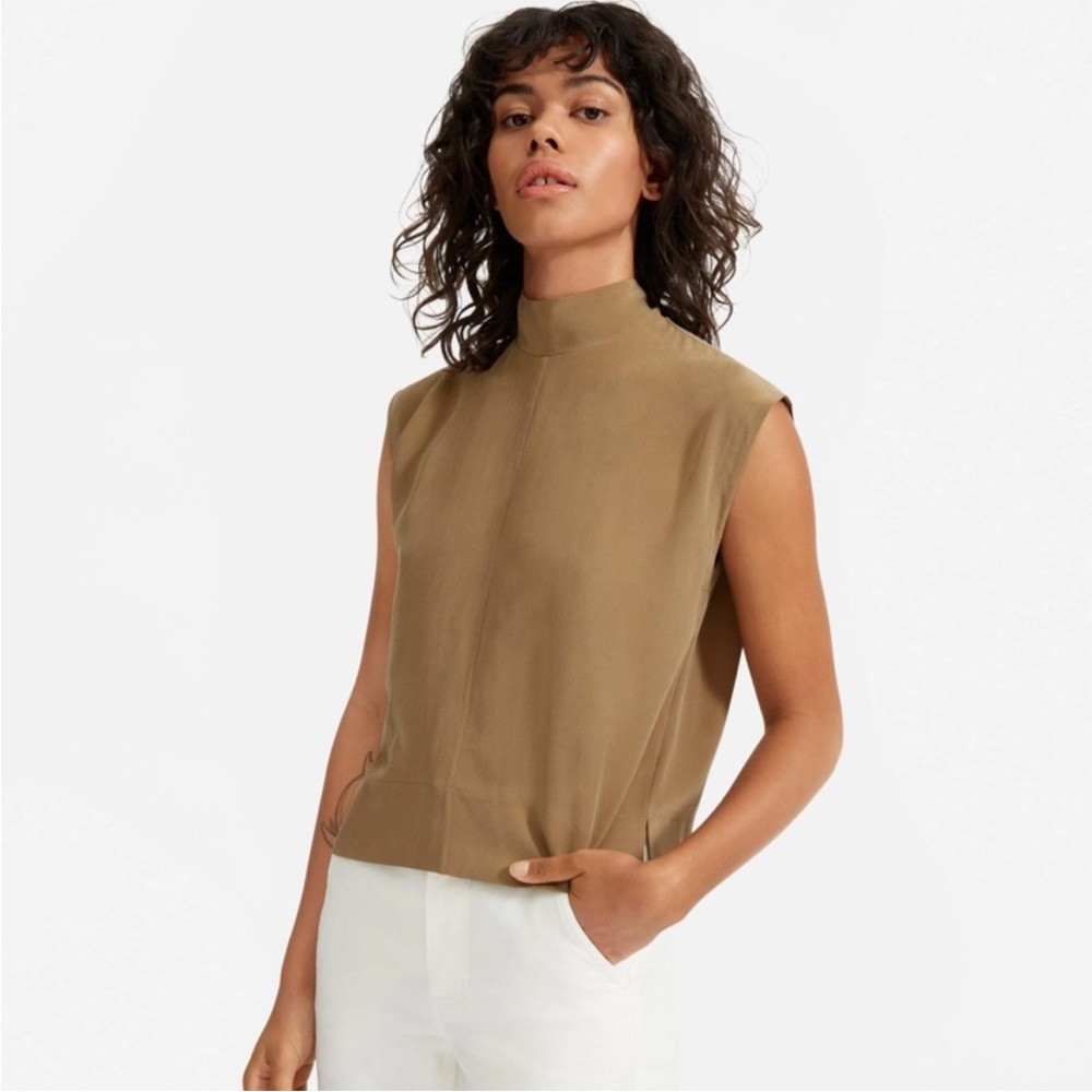 Everlane clean silk blouse in ochre